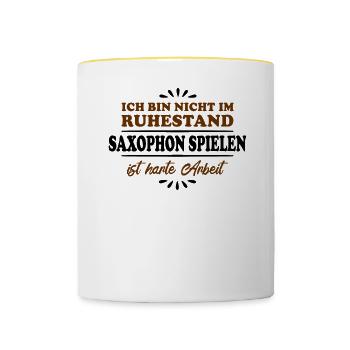 Pensionné Retraité Joueur de saxophone - Mug contrasté - blanc/jaune - Devant