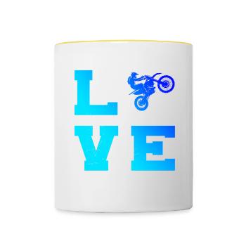 Motocross Dirt Biker Freestyle Motocross - Contrasting Mug - white/yellow - Front