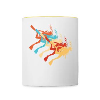 Tauchen Damen Scuba Tauchen Taucher Scuba Taucher - Tasse zweifarbig - Weiß/Gelb - Vorne