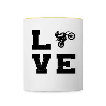 Women's Dirt Bike Dirt Bike Dirt Biker Supermoto - Contrasting Mug - white/yellow - Front