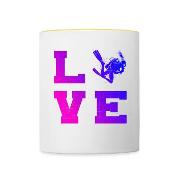 Women's Free Dive Diver Scuba Diving Scuba Dive - Contrasting Mug - white/yellow - Front
