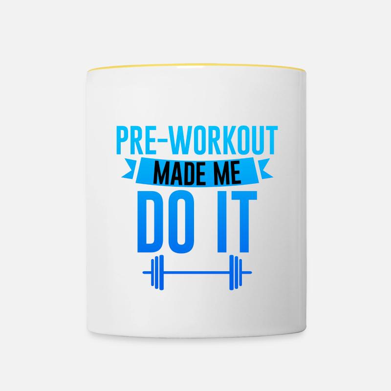 Pre-workout Made Me Do It 4 - Contrasting Mug - white/yellow
