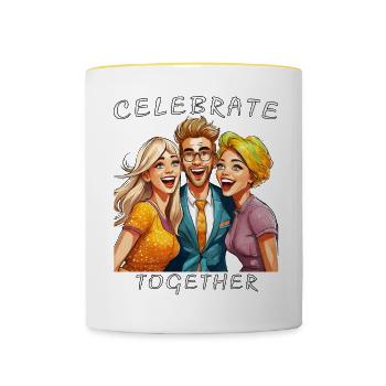 FREUNDE CELEBRATE TOGETHER - Tasse zweifarbig - Weiß/Gelb - Vorne