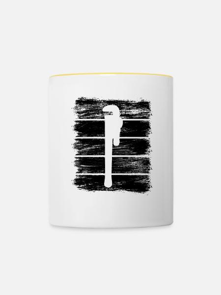 Rohrzange Zeichnung - Tasse zweifarbig - Weiß/Gelb