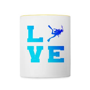 Taucher Diving Scuba Taucher Scuba Tauchen - Tasse zweifarbig - Weiß/Gelb - Vorne