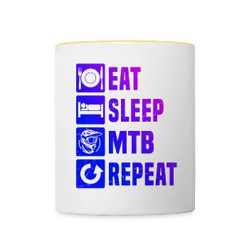 Vélo de montagne femme homme Vélo de montagne Cyclisme - Mug contrasté - blanc/jaune - Devant