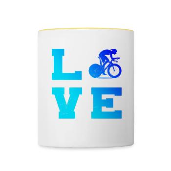 Road Bike Road Cyclist Women's Road Bike Road Bike - Contrasting Mug - white/yellow - Front