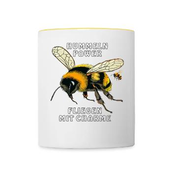 HUMMELNPOWER FLIEGEN MIT CHARME - Tasse zweifarbig - Weiß/Gelb - Vorne