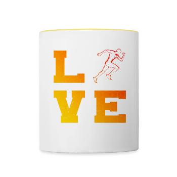 Course à pied pour hommes Fitness pour femmes Course de fond - Mug contrasté - blanc/jaune - Devant