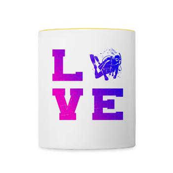 Free Dive Diving Scuba Diver Herren Diver - Tasse zweifarbig - Weiß/Gelb - Vorne