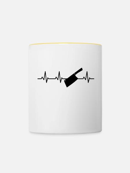 Hackmesser Herzlinie - Tasse zweifarbig - Weiß/Gelb