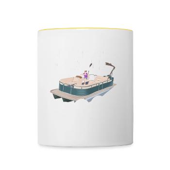 Ponton Bateau Ponton Capitaine - Mug contrasté - blanc/jaune - Devant