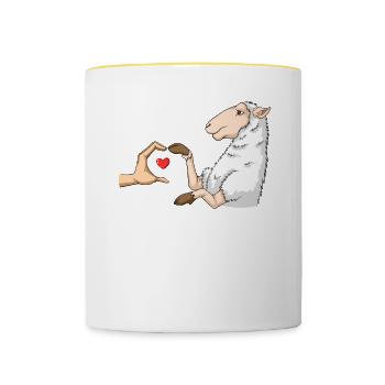 Schafliebhaber Freund Lamm Lämmer - Tasse zweifarbig - Weiß/Gelb - Vorne