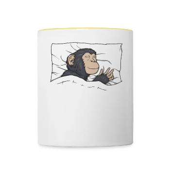 Chemise de nuit officielle Pyjama singe - Mug contrasté - blanc/jaune - Devant