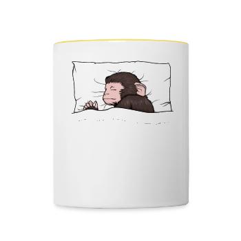 Chemise de nuit officielle Pyjama singe - Mug contrasté - blanc/jaune - Devant