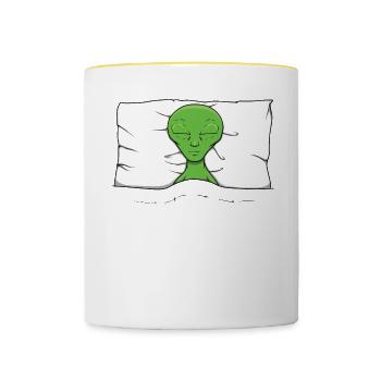 Chemise de nuit officielle Pyjama Alien - Mug contrasté - blanc/jaune - Devant