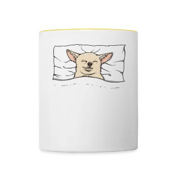 Chemise de nuit officielle Pyjama Chihuahua - Mug contrasté - blanc/jaune - Devant