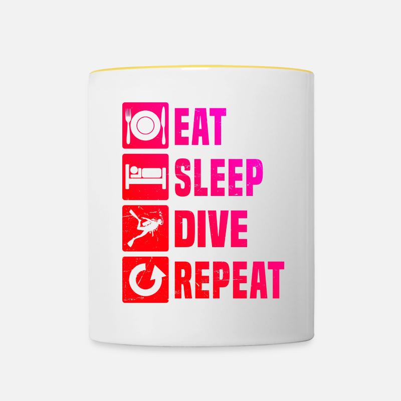 Plongée Libre Plongée Plongeur Plongée Plongée Plongée Plongée - Mug contrasté - blanc/jaune