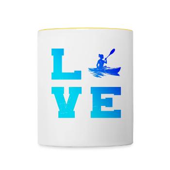 Kayak Homme Kayak Femme Canoë Kayak - Mug contrasté - blanc/jaune - Devant