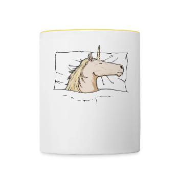 Chemise de nuit officielle Pyjama licorne - Mug contrasté - blanc/jaune - Devant