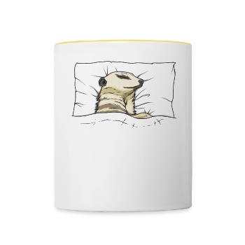 Chemise de nuit officielle Pyjama suricate - Mug contrasté - blanc/jaune - Devant