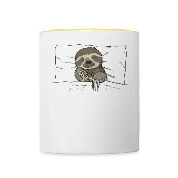Chemise de nuit officielle Pyjama paresseux - Mug contrasté - blanc/jaune - Devant