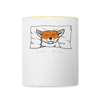 Chemise de nuit officielle Pyjama Fox - Mug contrasté - blanc/jaune - Devant