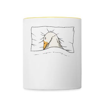 Chemise de nuit officielle Pyjama d’oie - Mug contrasté - blanc/jaune - Devant