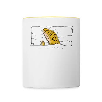 Chemise de nuit officielle Gecko Pyjama - Mug contrasté - blanc/jaune - Devant