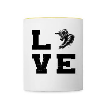 MTB Radfahren Damen Mountainbike Radfahrer - Tasse zweifarbig - Weiß/Gelb - Vorne