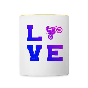 Dirt Bike Femme Dirt Bike Freestyle Motocross - Mug contrasté - blanc/jaune - Devant
