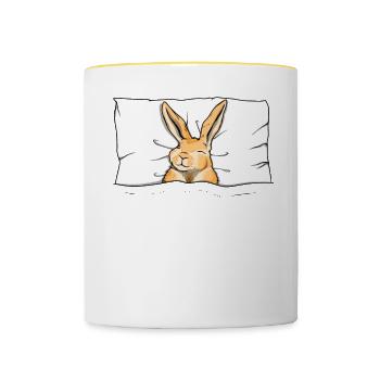Offizielles Schlafshirt Hase Schlafanzug - Tasse zweifarbig - Weiß/Gelb - Vorne