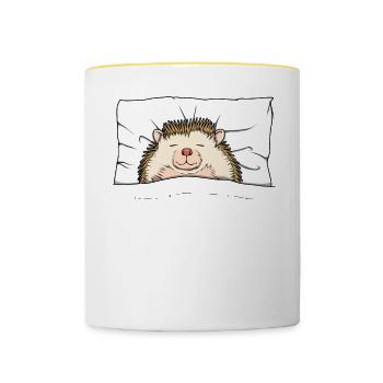 Offizielles Schlafshirt Igel Schlafanzug - Tasse zweifarbig - Weiß/Gelb - Vorne