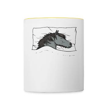 Chemise de nuit officielle Pyjama cheval islandais - Mug contrasté - blanc/jaune - Devant