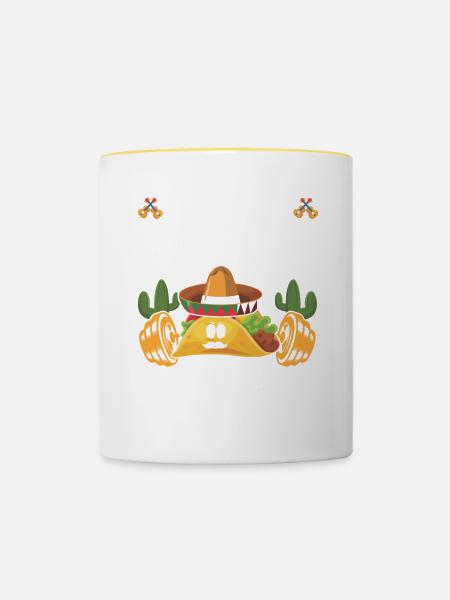 Lustiges Taco - Tasse zweifarbig - Weiß/Gelb