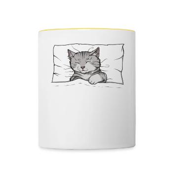 Official Sleep Shirt Cat Pajamas - Contrasting Mug - white/yellow - Front