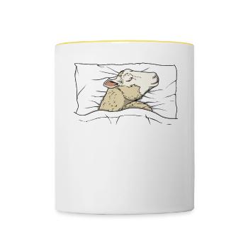 Offizielles Schlafshirt Schaf Schlafanzug - Tasse zweifarbig - Weiß/Gelb - Vorne
