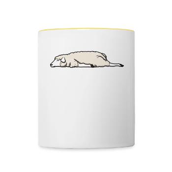 Offizielles Schlafshirt Schaf Schlafanzug - Tasse zweifarbig - Weiß/Gelb - Vorne