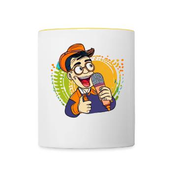 MICROPHONE HOMME - Mug contrasté - blanc/jaune - Devant