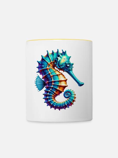 Seepferdchen - Tasse zweifarbig - Weiß/Gelb