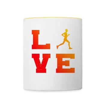 Running Hommes Course à pied Fitness Course Jogging - Mug contrasté - blanc/jaune - Devant