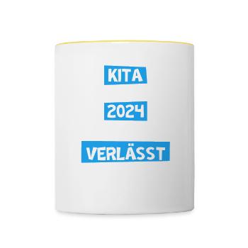 Kita Absolvent 2024 Kita Abgänger - Tasse zweifarbig - Weiß/Gelb - Vorne