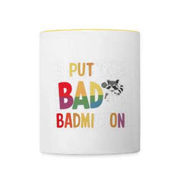 J’ai mis le mauvais dans le badminton 6 - Mug contrasté - blanc/jaune - Devant