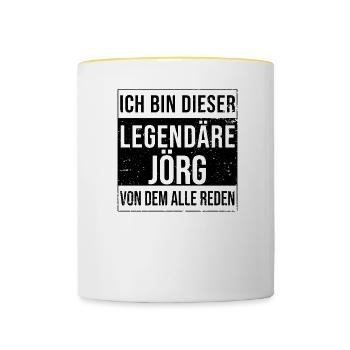 Ich bin dieser legendäre für Jörg - Tasse zweifarbig - Weiß/Gelb - Vorne