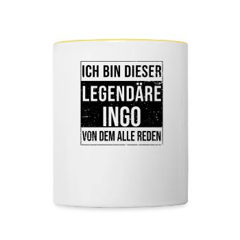 Ich bin dieser legendäre für Ingo - Tasse zweifarbig - Weiß/Gelb - Vorne