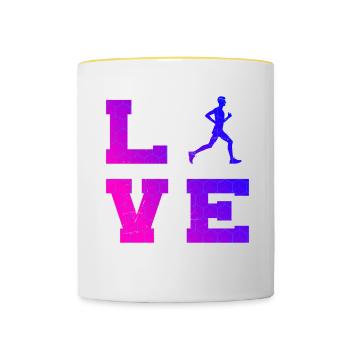 Cross Country Running Hommes Course Féminine - Mug contrasté - blanc/jaune - Devant