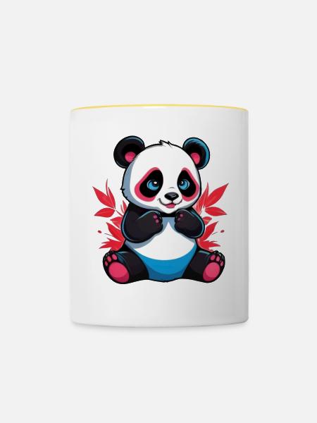 Panda Bär - Tasse zweifarbig - Weiß/Gelb