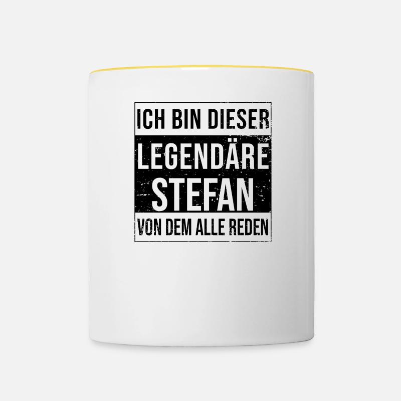 Je suis cette légende pour Stefan - Mug contrasté - blanc/jaune