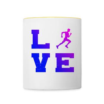 Jogging Course à pied Hommes Jogging Femmes - Mug contrasté - blanc/jaune - Devant