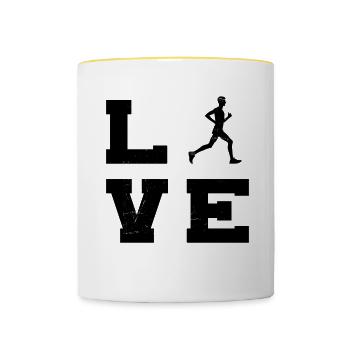 Course de cross-country pour femmes Jogging - Mug contrasté - blanc/jaune - Devant